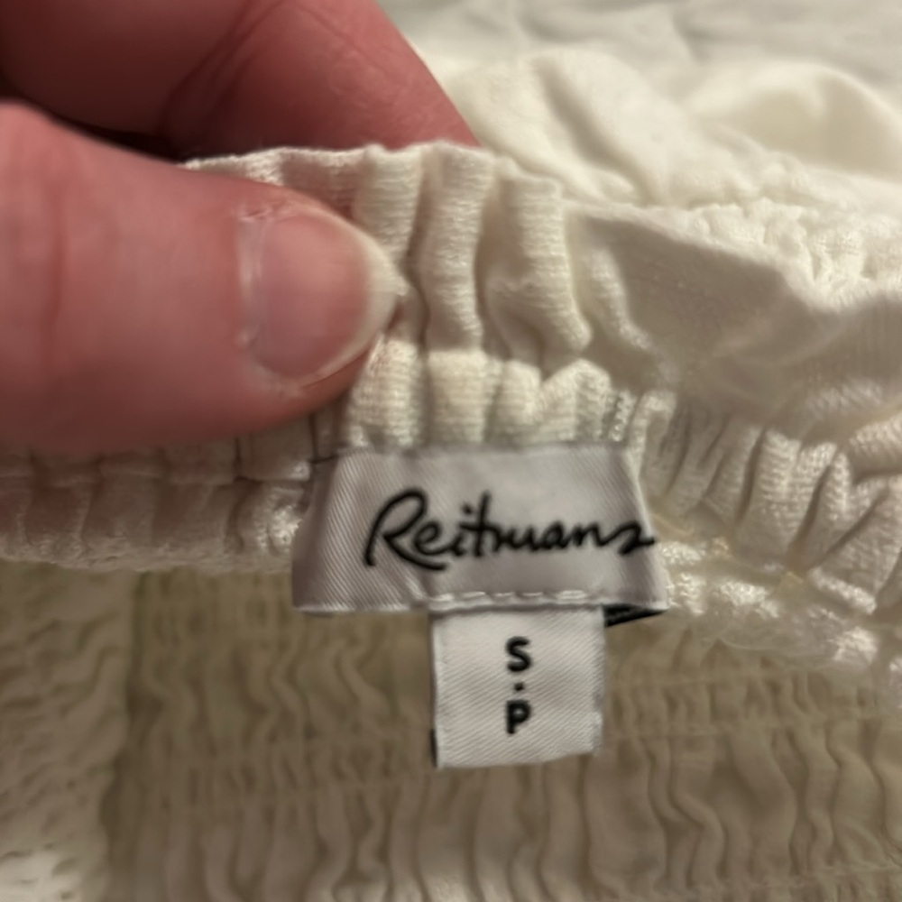 White Linen Peplum Top, Sz S - Picture 6 of 8